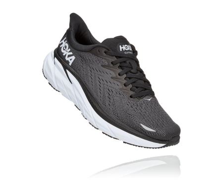 Hoka One One Clifton 8 - Adidasi Alergare Largi Dama Negrii / Albi | RO-bnGpSZ1